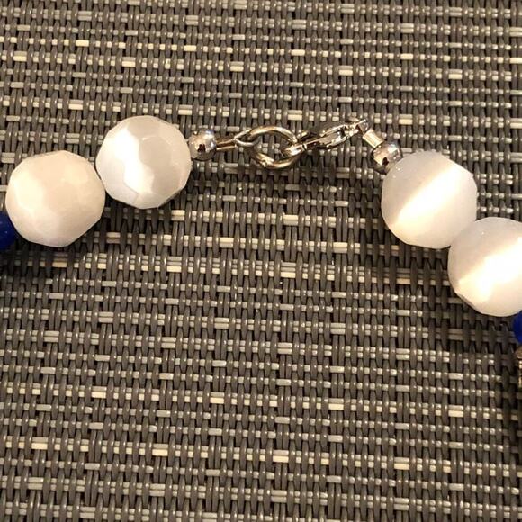 White Cat-Eye Silver Barrel Handmade Ankle Bracelet - Picture 7 of 7